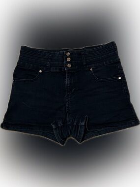 GUESS High Rise Black Denim Shorts with Copper Studs & Buttons🖤